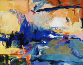 An original, abstract paintng by Susan Goetz Zwirn, title indicates inspiration of cave paintings